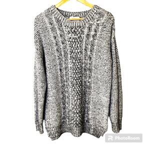 Everly Cableknit Sweater Womens Crewneck Oversized Chunky Long Cozy Gray Warm